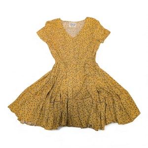 Sunday Mi Amor Yellow Floral Tiered V-Neck Dress S